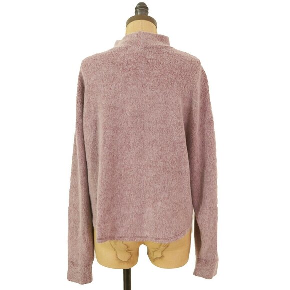 Socialite Mock Neck Pullover Top Size M Crop Brushed Wine NWT  B32 - Picture 5 of 6